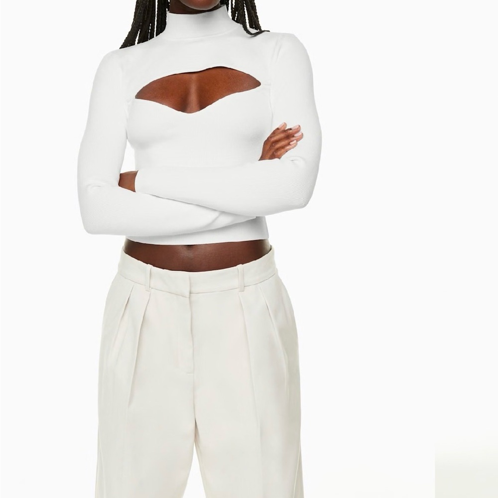 Aritzia White Rib-knit cutout top NWOT